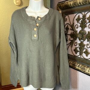 EUC Bécool Gray Knit Sweater with button Details Sz S/M